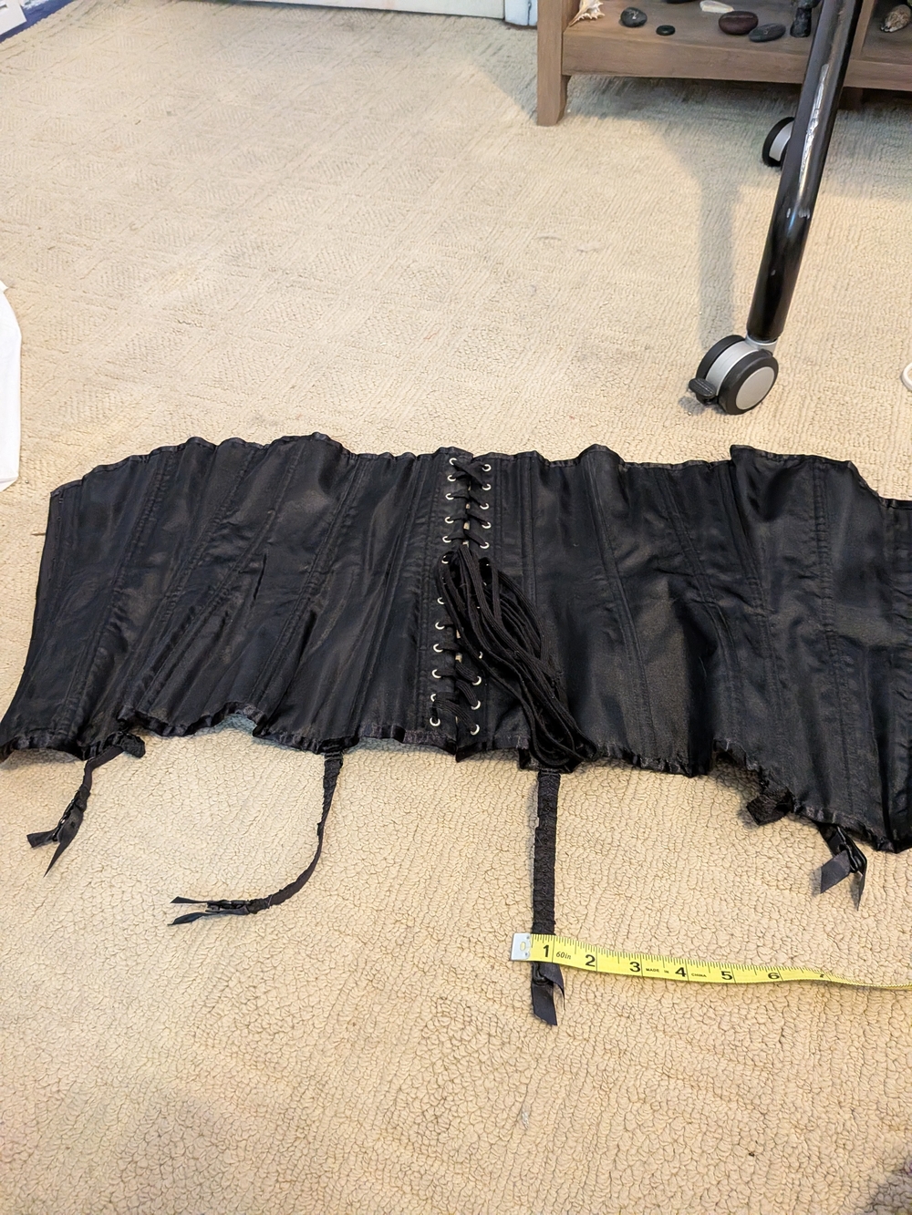 Black Lace-Up Waist Corset Belt
